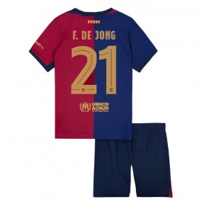 Barcelona Frenkie de Jong #21 Hemmakläder Barn 2024-25 Kortärmad (+ Korta byxor)